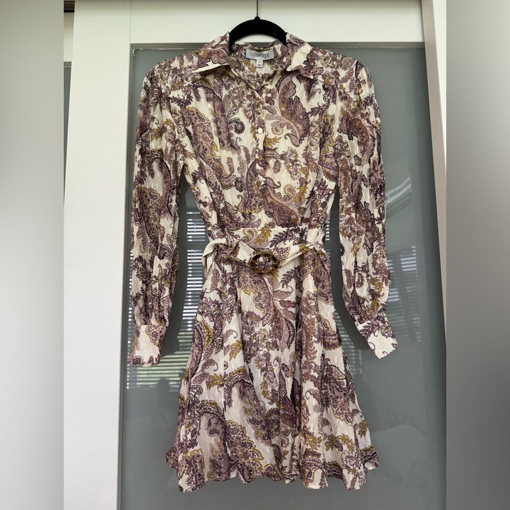 Intermix Lucinda Belted Paisley Mini Dress